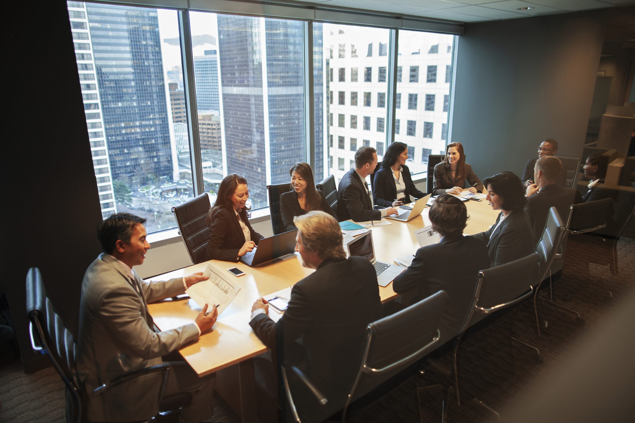Business meeting in modern conference room