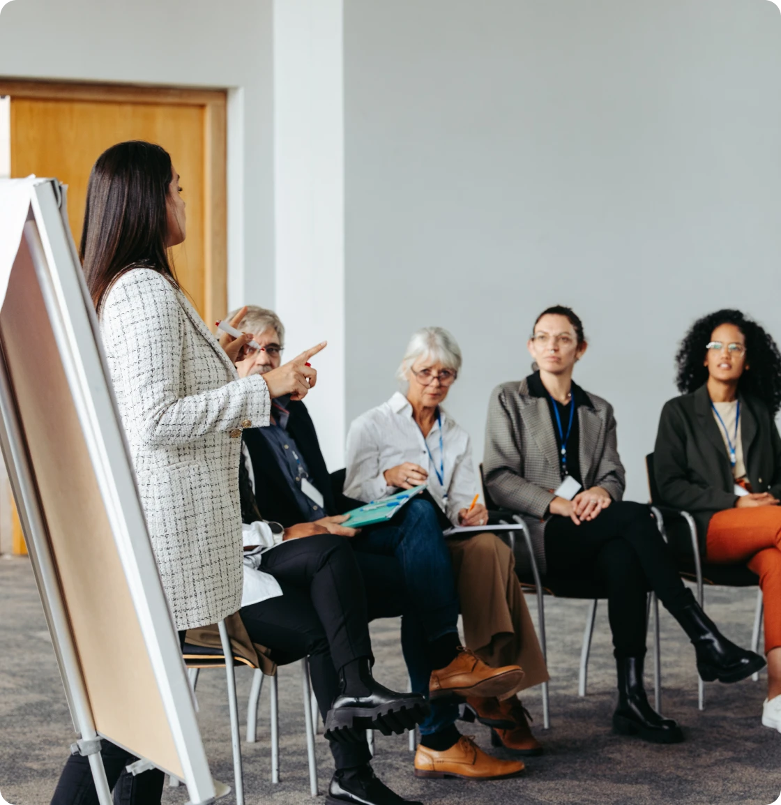 Woman leading a group discussion